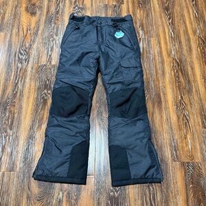 Kids Black & Gray Snow Ski Pants Size S 7/8 Boys Girls Winter Insulated